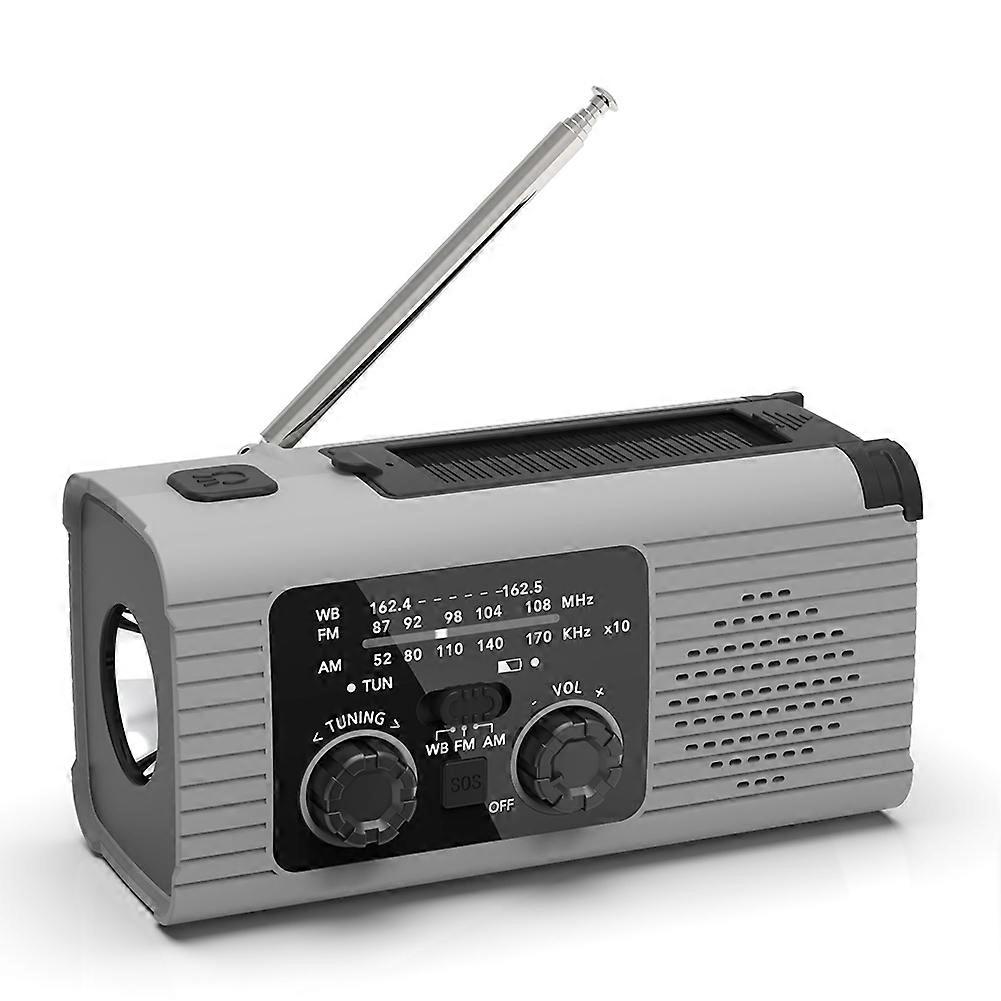 Multifunktionales Am/fm/noaa-solarradio Mit Handkurbel, Sos-alarm Und 4000-mah-akku (grau)