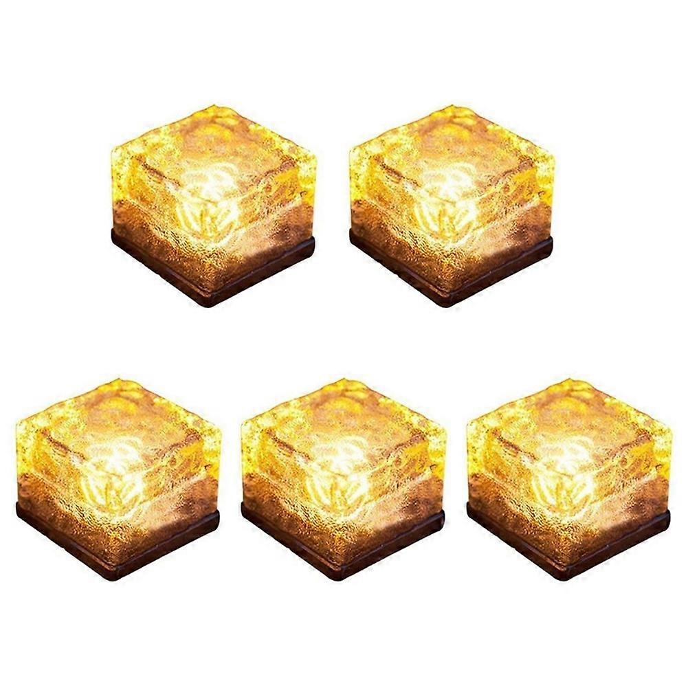Set Mit 5 Solarbetriebenen Glasleuchtsteinen, Led-beleuchteten Eiszapfen, Landschaftsbeleuchtung Für Weihnachten, Gartenwege, Garten (warmweiß)