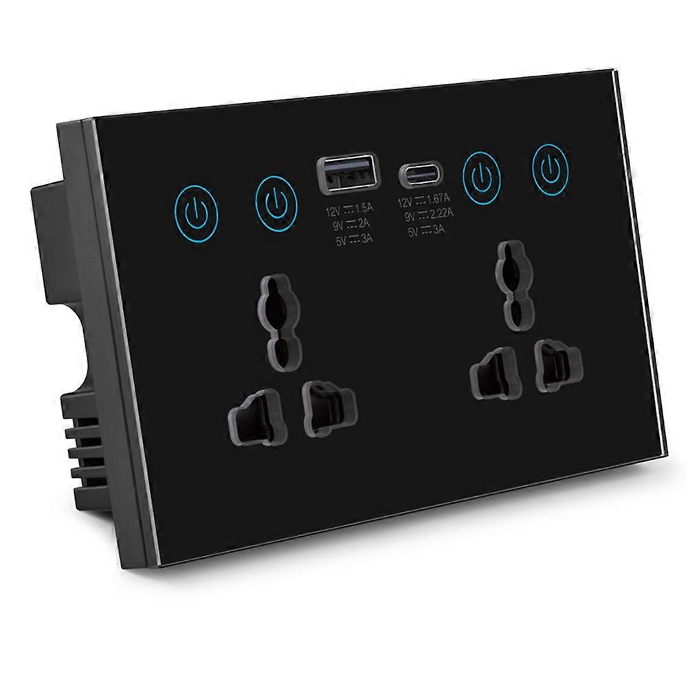 Tuya Smart Black Wifi Universal-stecker (eu/us) Mit Usb- Und Typ-c-anschlüssen – Smart Life