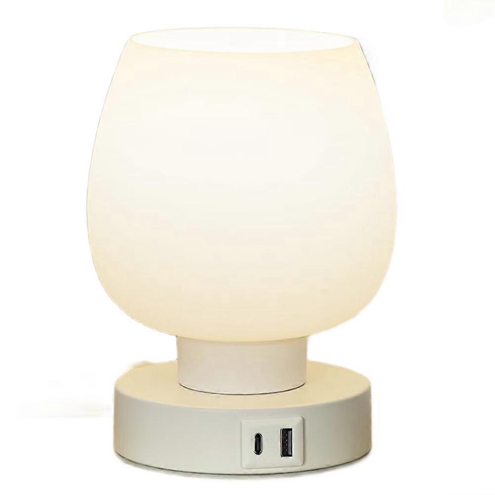 Touch-nachttischlampe – Kleine Schlafzimmerlampe Mit Usb-c- Und Usb-a-ladeanschlüssen, 3 Einstellbaren Helligkeitsstufen, Schreibtischlampe Mit Us-stecker