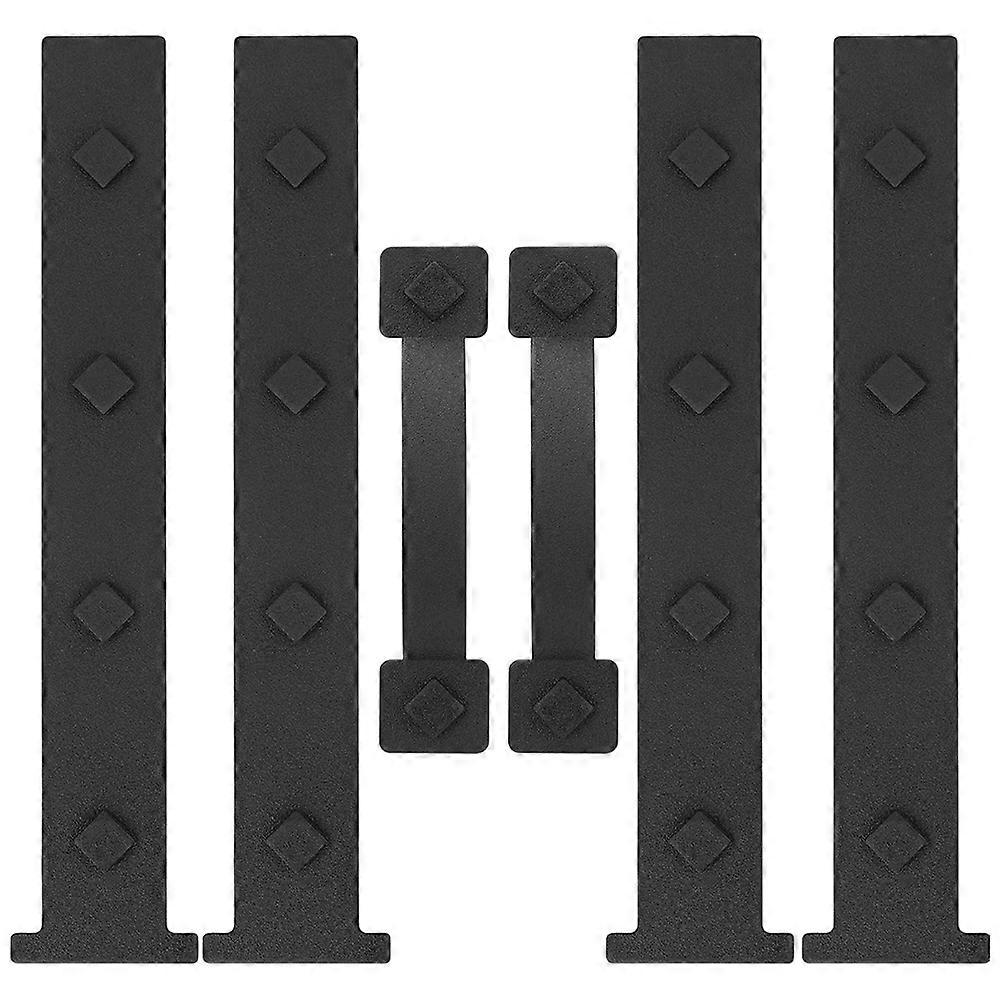 Dekoratives Magnetisches Garagentor-beschlagset, 6-teilig Mit Zierscharnieren Und -griffen, Schwarz