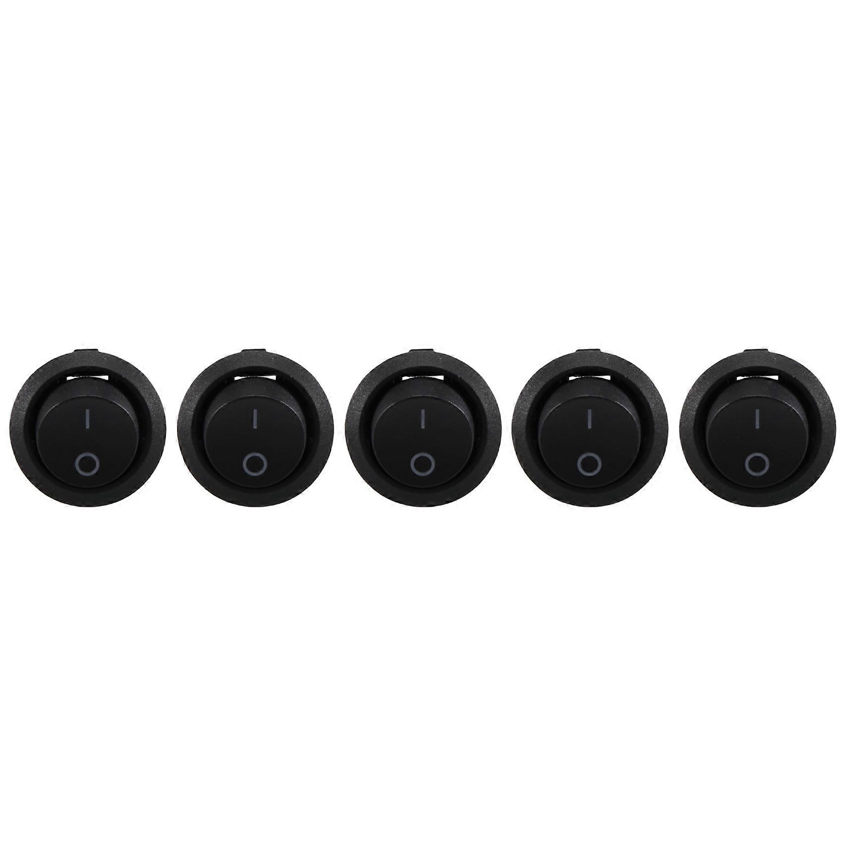 Packung Mit 5 Schwarzen Runden Spst-ein/aus-wippschaltern, 6 A/250 V Ac Oder 10 A/125 V Ac