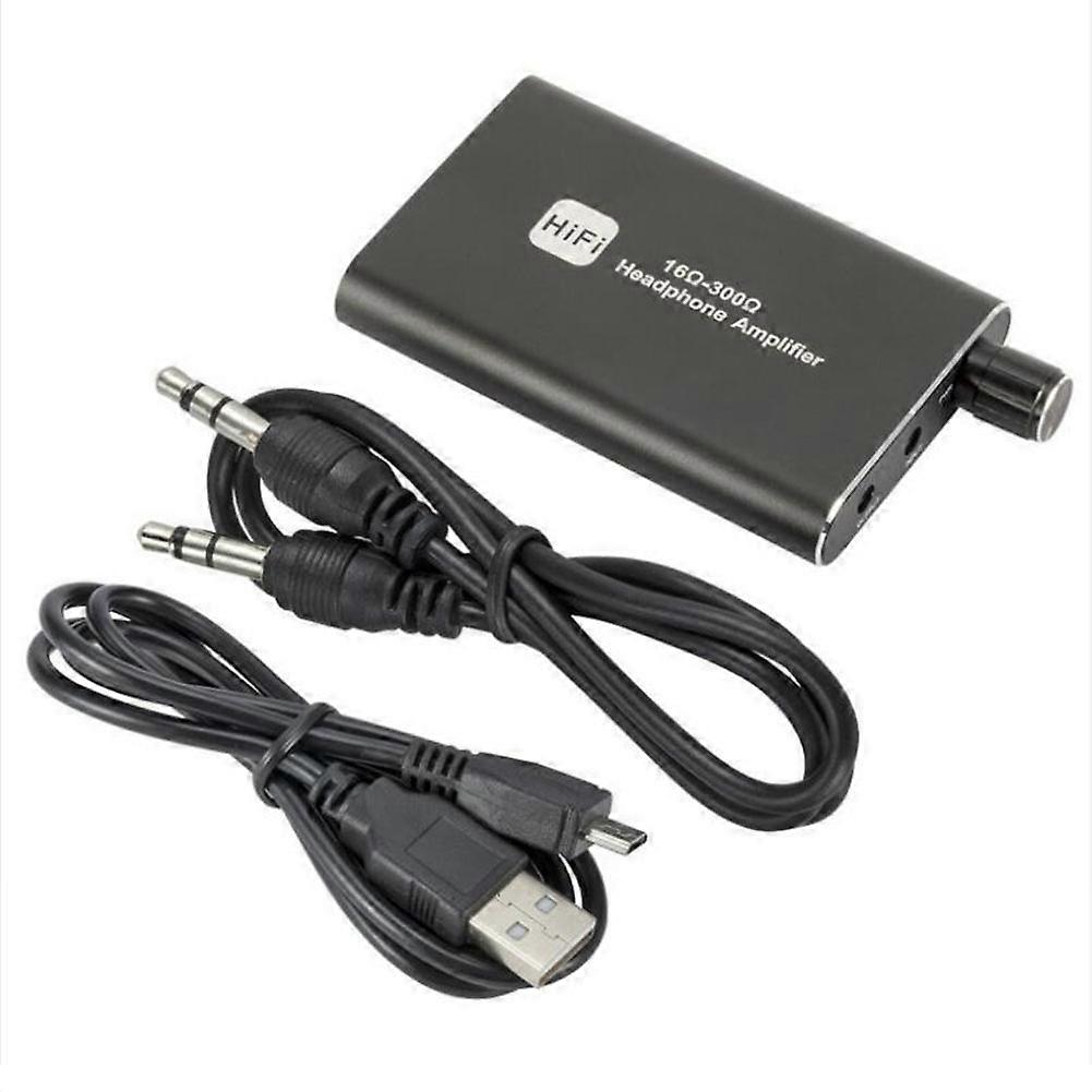 Tragbarer, Wiederaufladbarer Hifi-kopfhörerverstärker Mit 3,5-mm-aux-audiokabel Und Zweistufigem Verstärkungsregler.