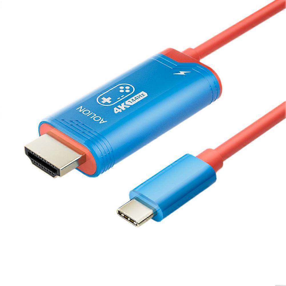 Aolion 4k 144hz Usb-c Auf Hd-kabel Für Nintendo Switch 2, Highspeed-tv Und Laptop, Gaming-zubehör, Rot Und Blau