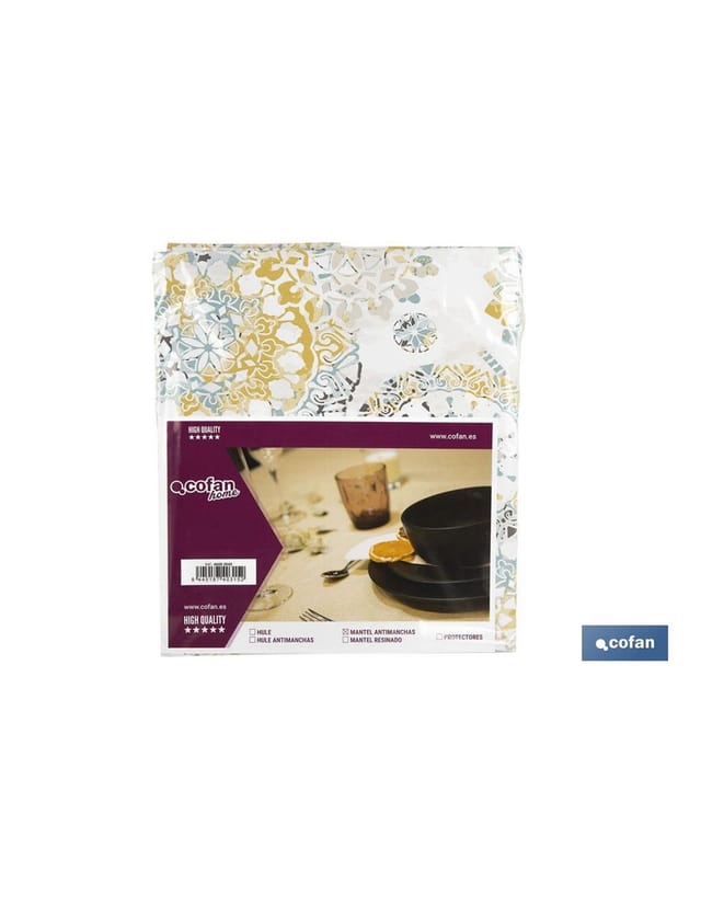 Wasserdichte, schmutzabweisende Tischdecke mit Mosaikmuster, 140 x 250 cm, aus Vinyl und Polyester