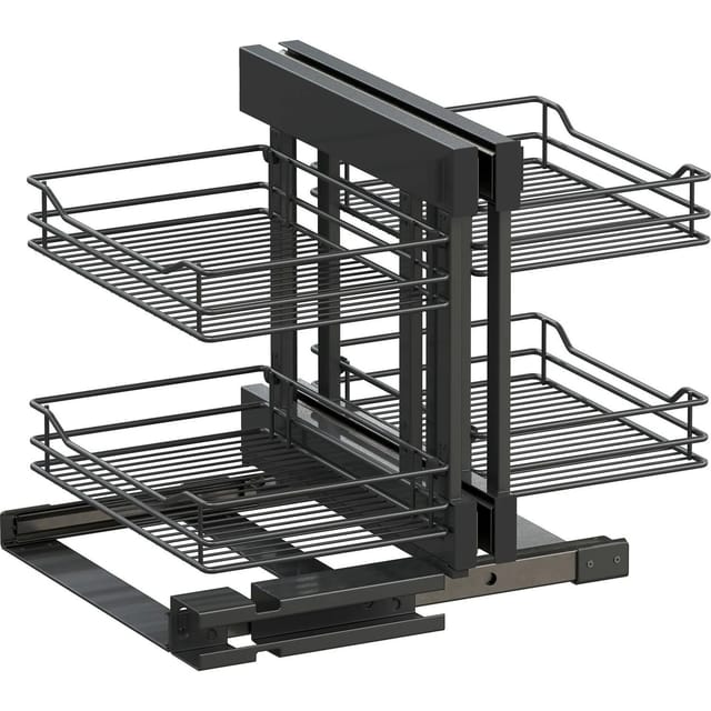 Vs Cor Flex Eckschrank Auszug Classic - Set für Küchenunterschränke mit kb 900mm - Korbablage aus Stahldraht, Stahl pulverbeschichtet lava