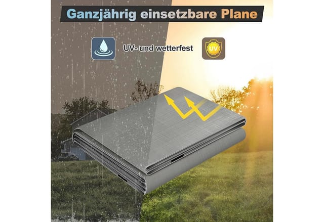 Abdeckplane 2x2m, Gewebeplane wasserdichte, 180 g/m² pe Schutzplane Gartenplane Bootsplane mit Ösen, reißfest UV-stabilisiert abwaschbar, für Holz