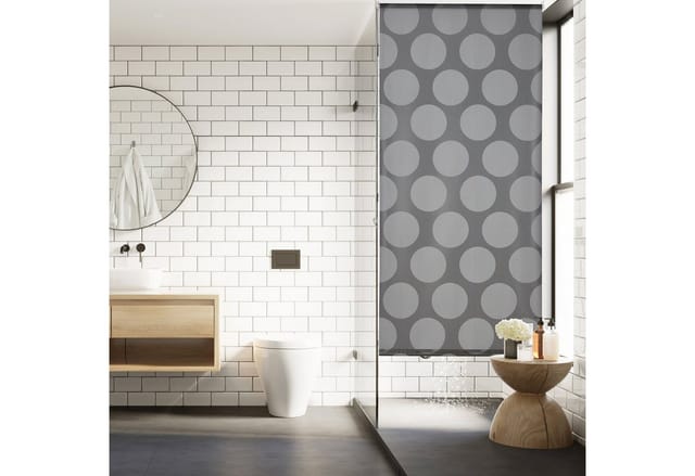 Duschrollo, 80x240 cm, Seilzugrollo für Dusche & Badewanne, Badrollo wasserabweisend, Decke & Fenster, grau - Relaxdays