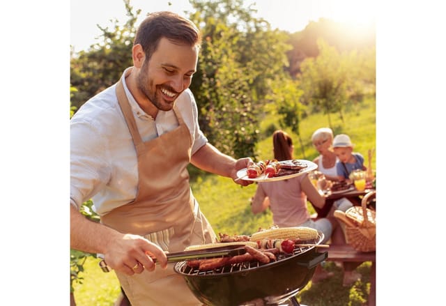 Relaxdays Kugelgrill mit Deckel, Ablage & Aschetopf, fahrbar, Garten & Camping, Grill ∅ 40 cm, Holzkohlegrill, schwarz