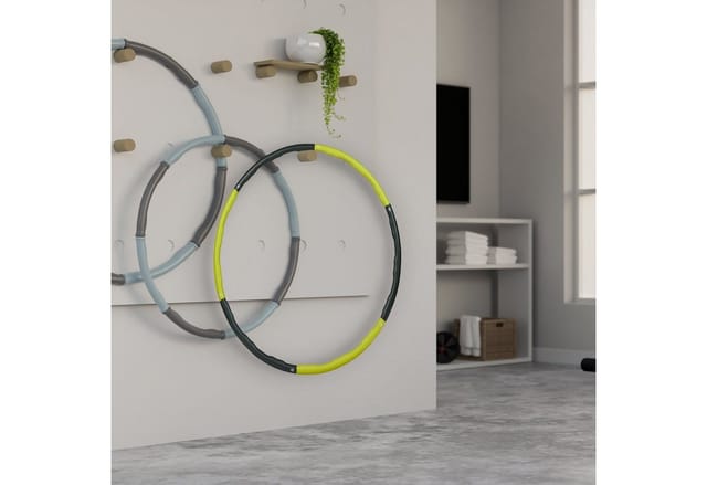 Relaxdays Hula Hoop Reifen, 98cm Ø, Fitnessreifen für Erwachsene, 1,2kg, zum Abnehmen, Bauchtraining, Massage, gelb/grau
