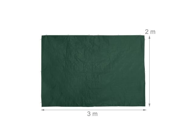 Seitenteile für Pavillon, 2er Set, 3x2 m, wasserdicht, ohne Fenster, Klettverschluss, pe Seitenwand, grün - Relaxdays