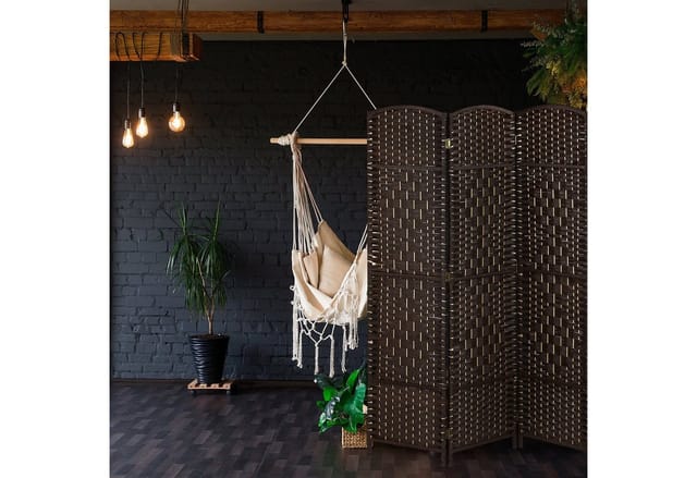 Relaxdays - Paravent Raumteiler, HxB: 170 x 160 cm, faltbarer Raumtrenner, 4-teiliger Sichtschutz, Holz & Papierseil, weiß