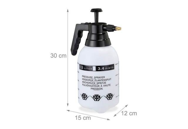 Relaxdays - 2 x Pumpsprühflasche, einstellbare Messingdüse, Pflanzen Bewässerung, Schädlingsbekämpfung, 1,5 l Drucksprüher, schwarz