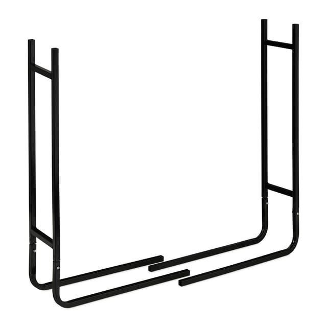 Relaxdays - Kaminholzregal, Metall, außen & innen, für Brennholz, moderne Holzstapelhilfe, HxBxT: 91x123x19,5 cm, schwarz