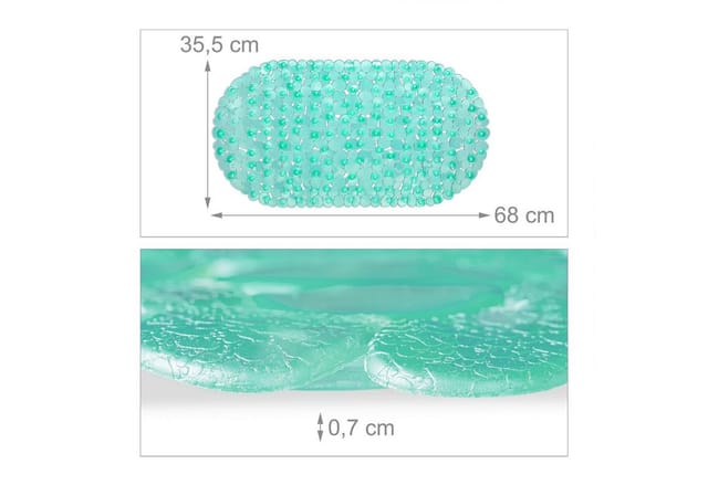 Relaxdays - Badewannenmatte Steinoptik, BxT: 68 x 35,5 cm, waschbar, rutschfeste Badewanneneinlage, mit Saugnäpfen, grün