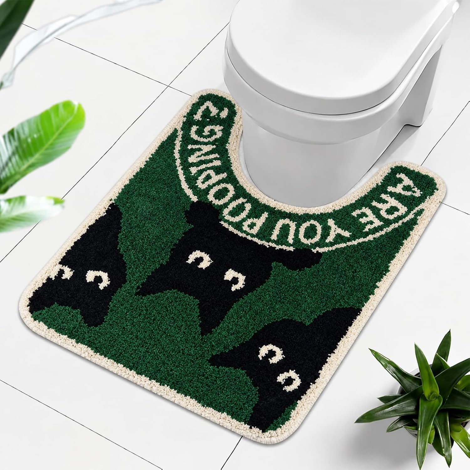 U-förmige Toilettenmatte – Saugfähige, Rutschfeste, Maschinenwaschbare Mikrofasermatte – (50 X 60 Cm)