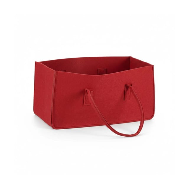 Relaxdays Kaminholztasche aus Filz, tragbarer Feuerholzkorb, faltbarer Zeitungshalter HxBxT: 25 x 25 x 50 cm, rot