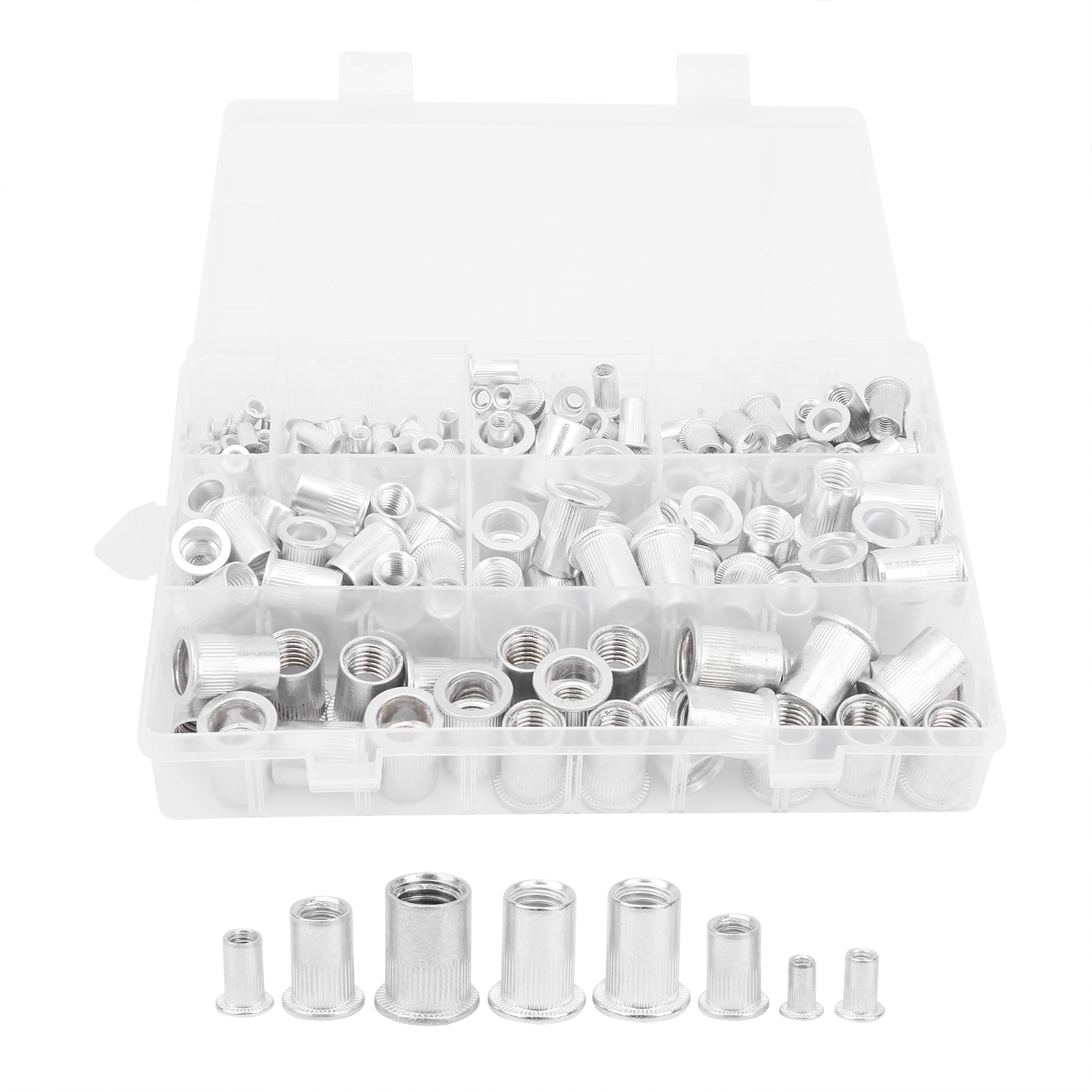 175-teiliges Set Aus Aluminium-nietmuttern Und -einsätzen, Passend Für Die Größen M3 / 4 / 5 / 6 / 8 / 10 / 12