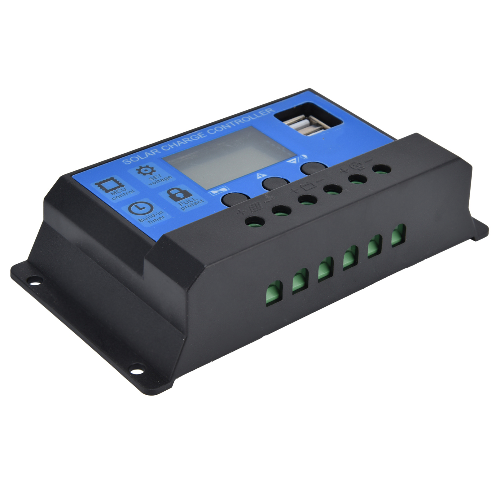 Solarladeregler Mit Lcd-display, Zwei Usb-anschlüssen, Intelligenter Steuerung, Dc 12v–24v, 10a