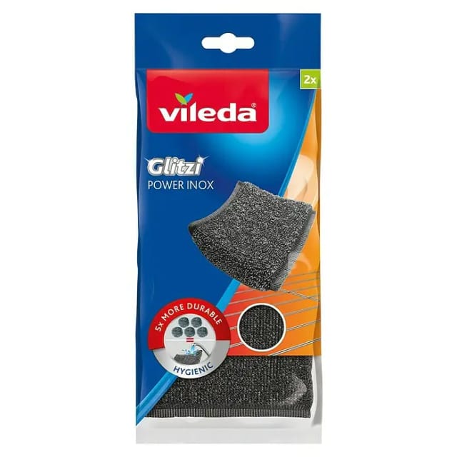Vileda Glitzi Power Inox Schwamm 2er-Pack grau-silber