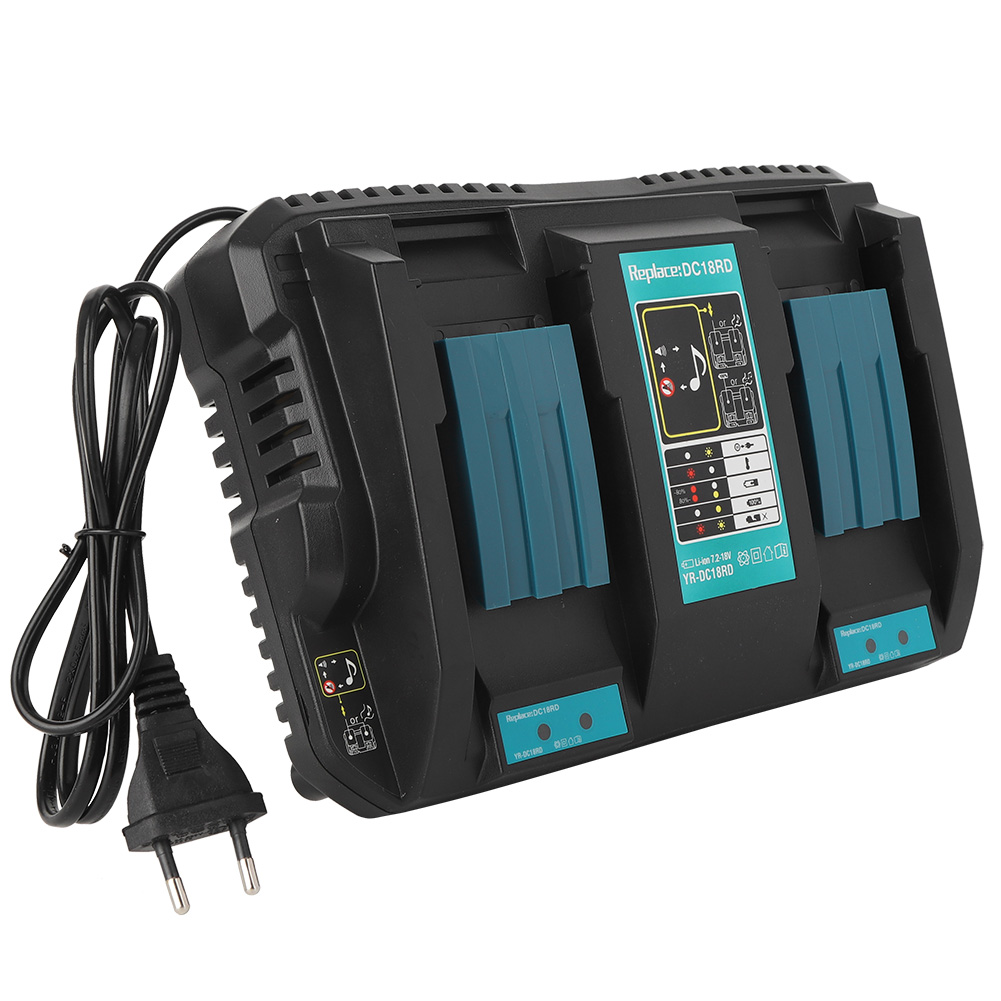Doppel-akkuladegerät Mit Usb-anschluss Dc18rd, Passend Für Makita Bl1830 Und Bl1430 (14,4–18 V, Eu-stecker, 110–230 V)