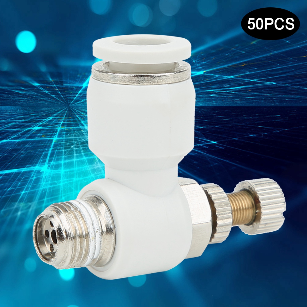 50 Stück Pneumatische Luftstromregelventile, Weiß, Einstellbar, Langlebig, Schnellanschluss Sl8 01