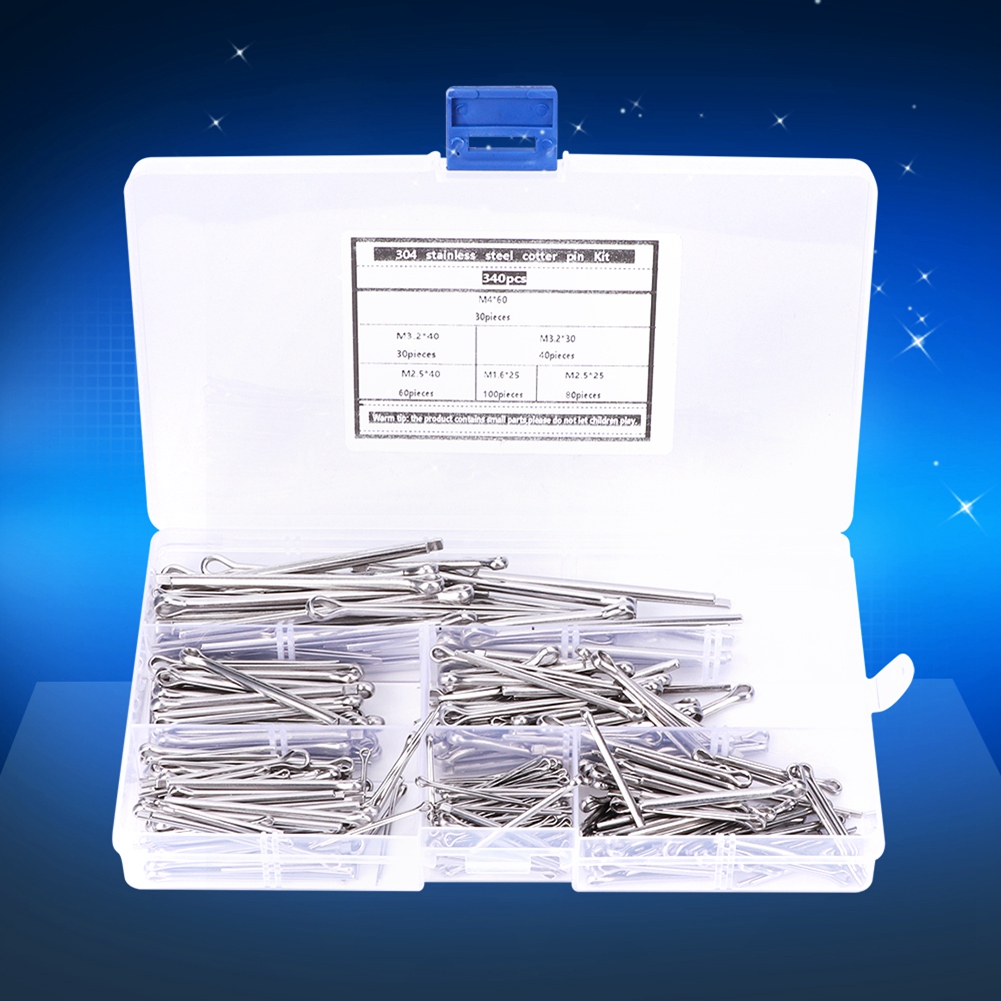 340-teiliges Splint-sortiment-set Aus Edelstahl 304 – Industriebedarf