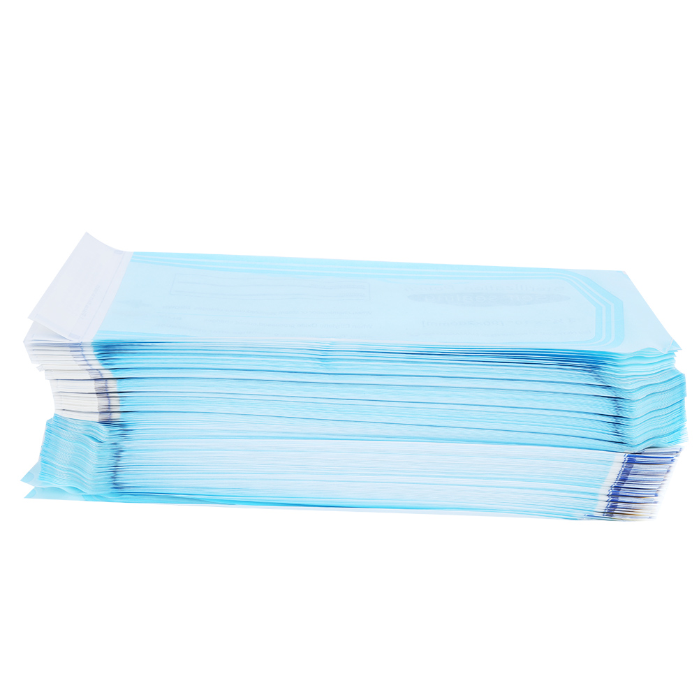 200 Stück Selbstverschließende Beutel Für Zahnärztliche Bedarfsartikel, Pvc-beutel, Transparente Folie, Blau, Zur Sterilisation (90 X 260 Mm)