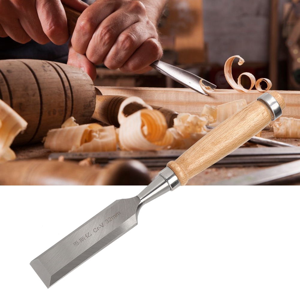 Flachmeißel, Schreinerwerkzeug, Schneidwerkzeug Mit Holzgriff, Robustes Industriezubehör, Cr V 32 Mm