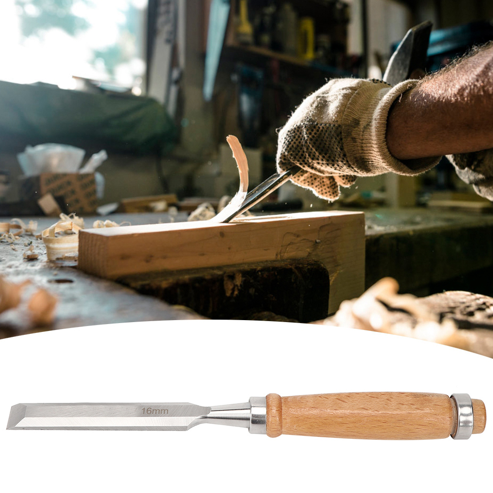 Flachmeißel, Holzbearbeitungswerkzeug, Holzgriff, Handwerkzeug, Robustes Hardware-zubehör, Cr V 16 Mm