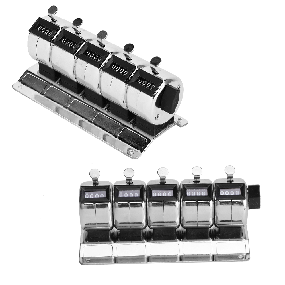 Mechanischer Zähler, Metall, Manueller Klicker, 4-stellig, 5 Einheiten, Edelstahl, Zählwerkzeug
