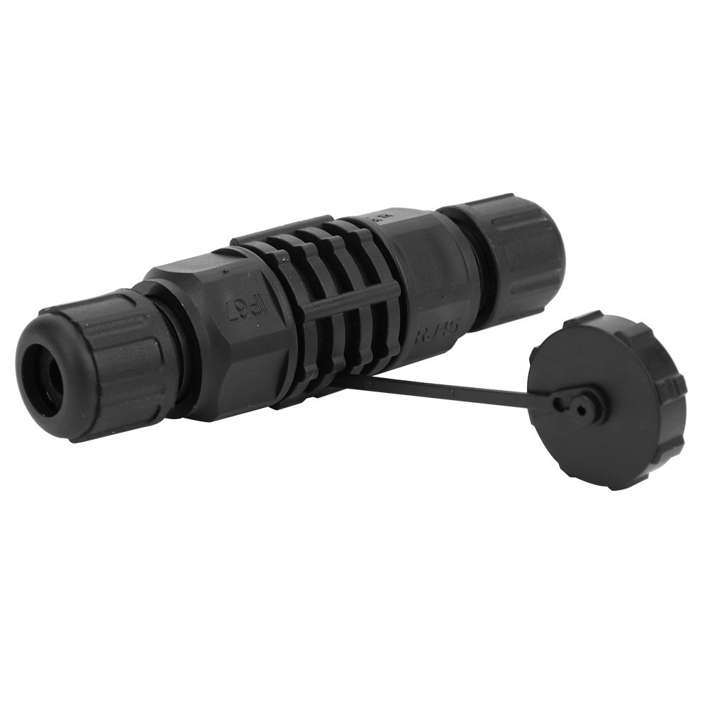 Rj45-ethernet-stecker, Wasser- Und Staubdicht, Rj45-adapter, Schwarz, Für Den Außenbereich, 8-polig, Draht-zu-draht-kupplung, Ip67