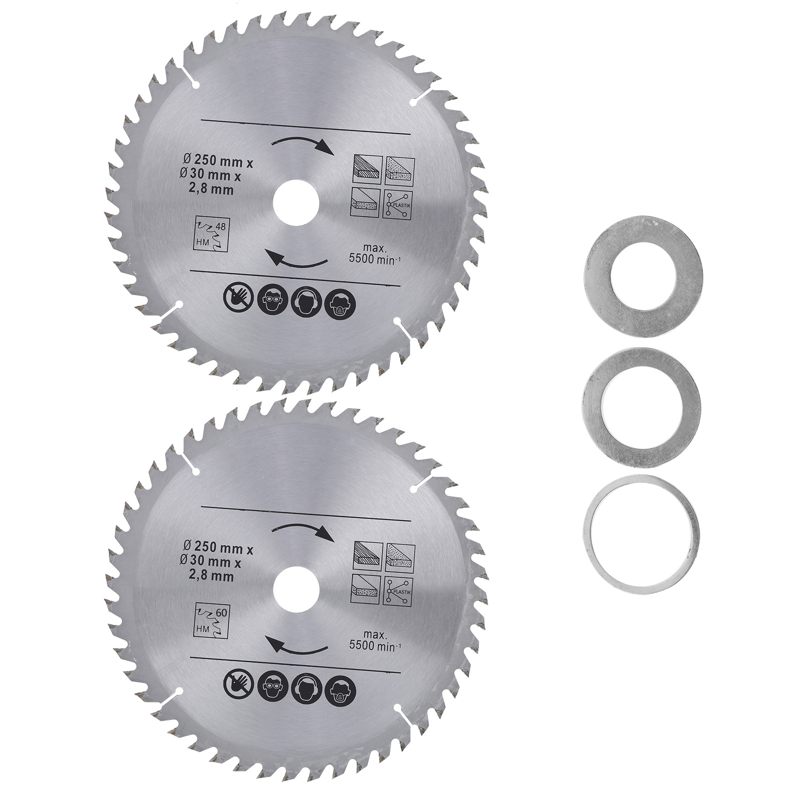 2 Stück Kreissägeblätter Aus Hartmetall, 9,8 Zoll, Für Holz, Spanplatten Und Sperrholz.