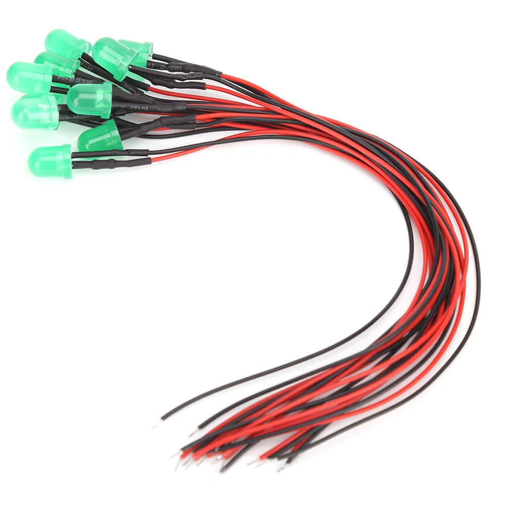 50 Stück 12v 8mm Helle Chromatische Led-lampenperlen Mit 20cm 26awg Zuleitung Für Elektrische Leitfähigkeit Grün & Jadegrün (hervorgehoben)