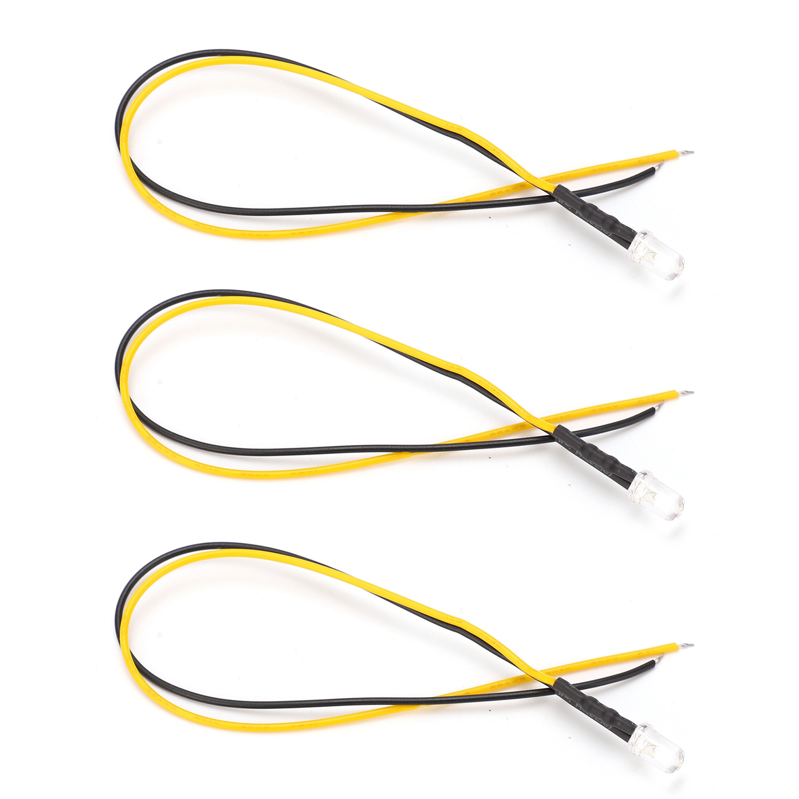 20 Stück Vorverdrahtete Leds, Leuchtdioden, Normalerweise Offen, Rund, Hohe Helligkeit, Inline, 12 V, 5 Mm, Weiß Emittiert Gelbes Licht