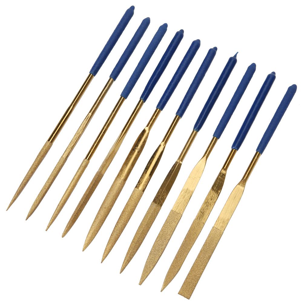 10-teiliges Set (4 X 160 Mm) Mini-diamantnadelfeilen Mit Titanbeschichtung Für Die Bearbeitung Von Stahl, Keramik Und Glas