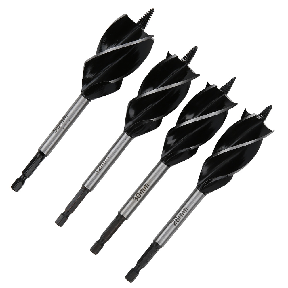 4-teiliges Set Holzbohrer Mit Vier Schneiden, Sechskantschaft, 2835 Mm