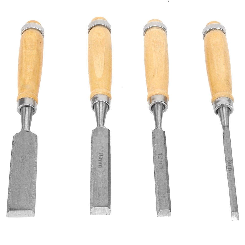4-teiliges Set Holzbearbeitungsmesser, Meißel, Holzgriff, Gravurwerkzeug