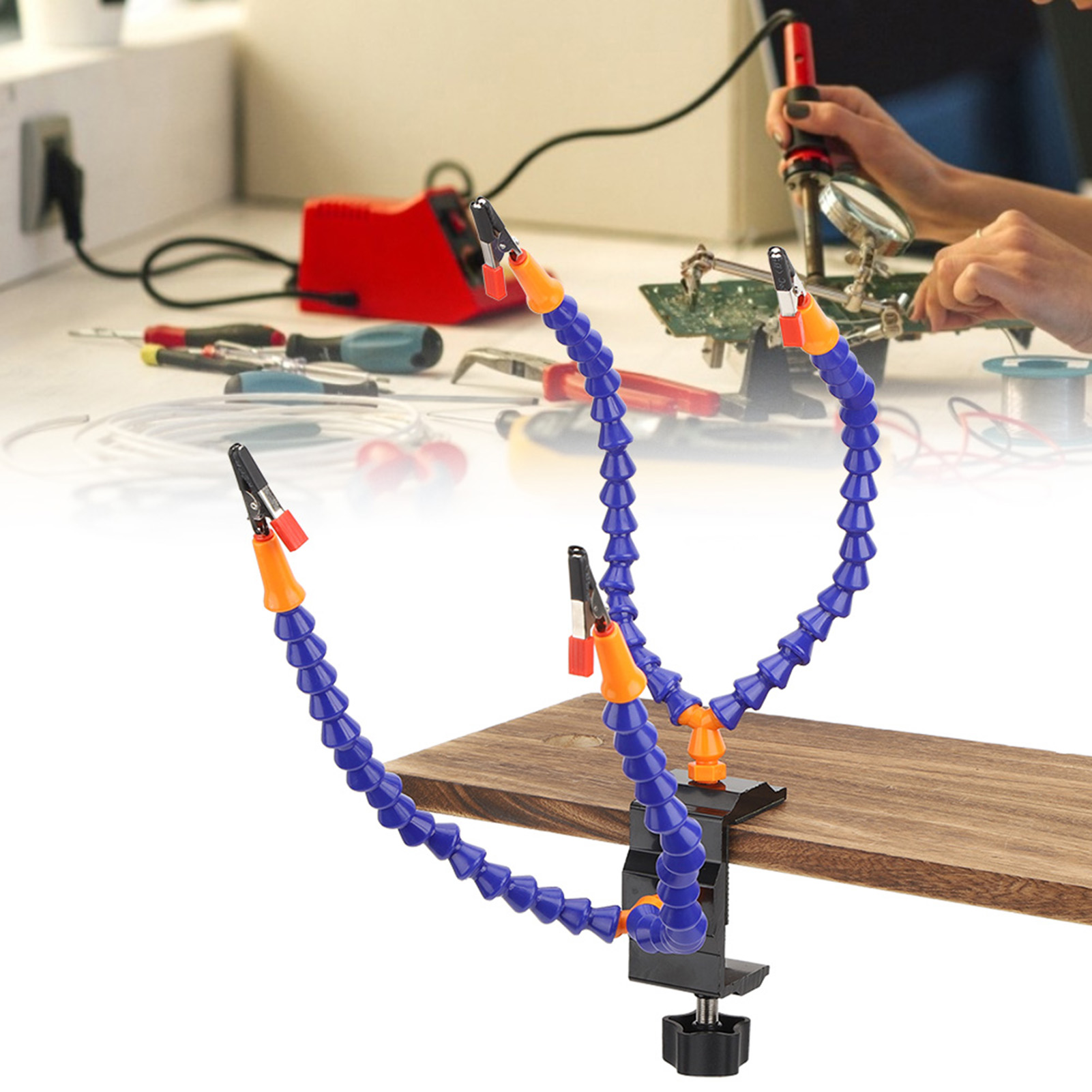 Flexibler 4-armiger Löthalter, Blau, Multifunktional Für Die Reparatur Und Befestigung Von Leiterplatten