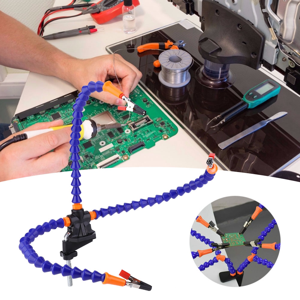 Flexibler 3-armiger Löthalter, Blau, Multifunktional Für Die Reparatur Und Befestigung Von Leiterplatten