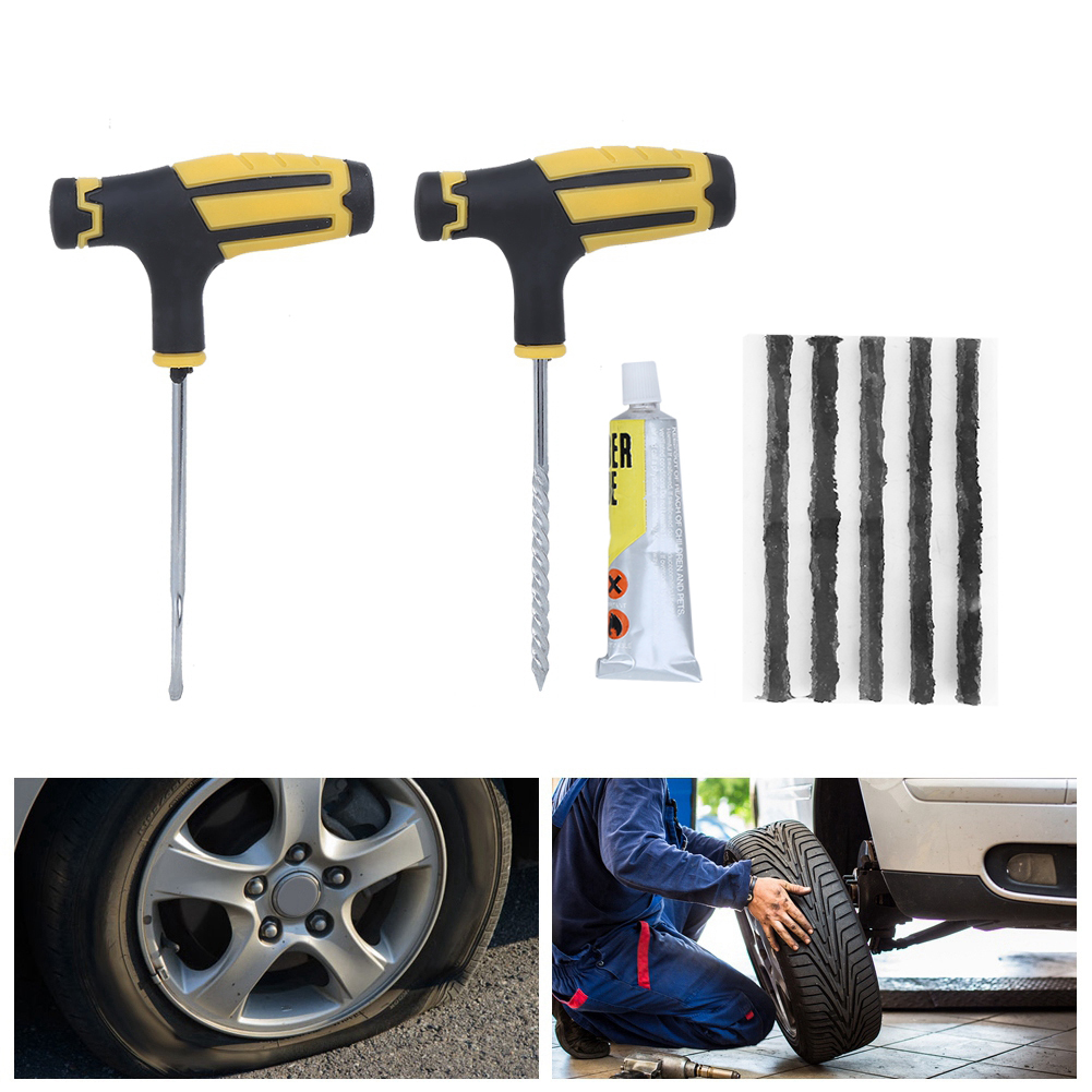 Reifenreparaturset Für Schlauchlose Reifen, Inklusive Reparaturstopfen Und Werkzeug Für Auto, Lkw, Motorrad Und Fahrrad (schwarz)