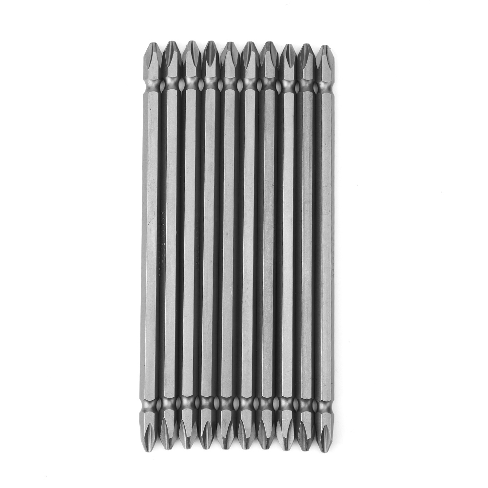 10-teiliges Set Doppelkopf-kreuzschlitzschraubendreher-bits, Verlängert, Aus Chrom-vanadium-legierungsstahl, Magnetisch, 15 Cm