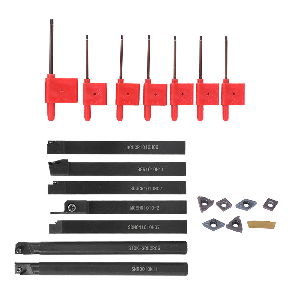 7-teiliges Cnc-dorn-set + Schraubenschlüssel + Lila-schwarzes Drehwerkzeug Für Klingen, Hardware-zubehör 42cr