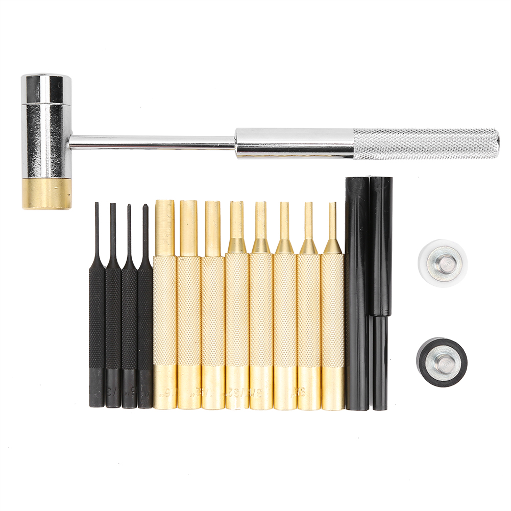 17-teiliges Stempelset, Rollstift, Doppelkopfhammer, Messing, Edelstahl, Wartungswerkzeug