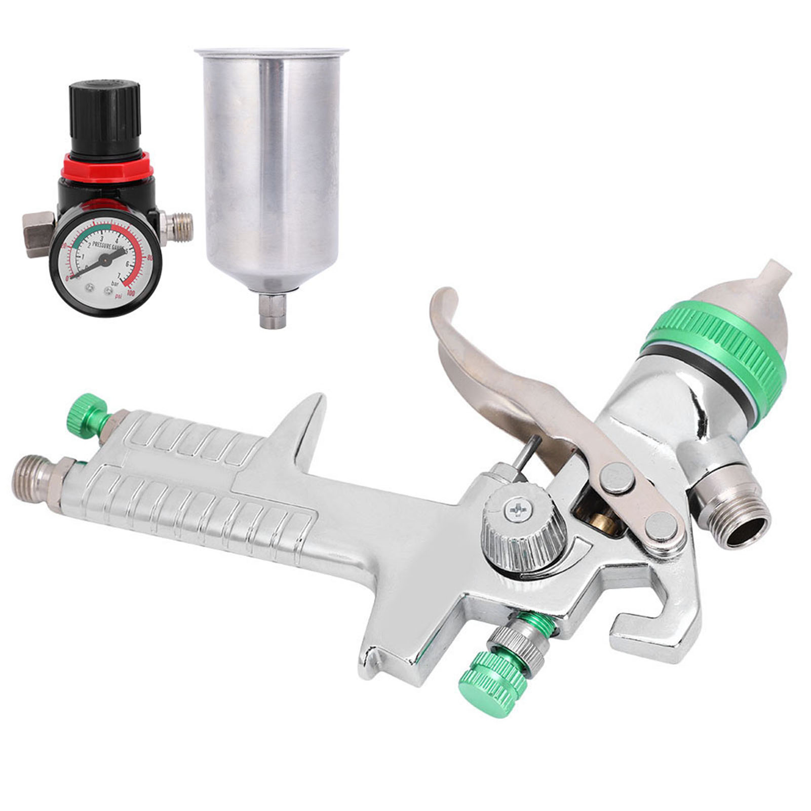 Pneumatische Spritzpistole Mit Druckregelventil, 2,5 Mm Durchmesser, 1000 Ml Aluminiumbehälter