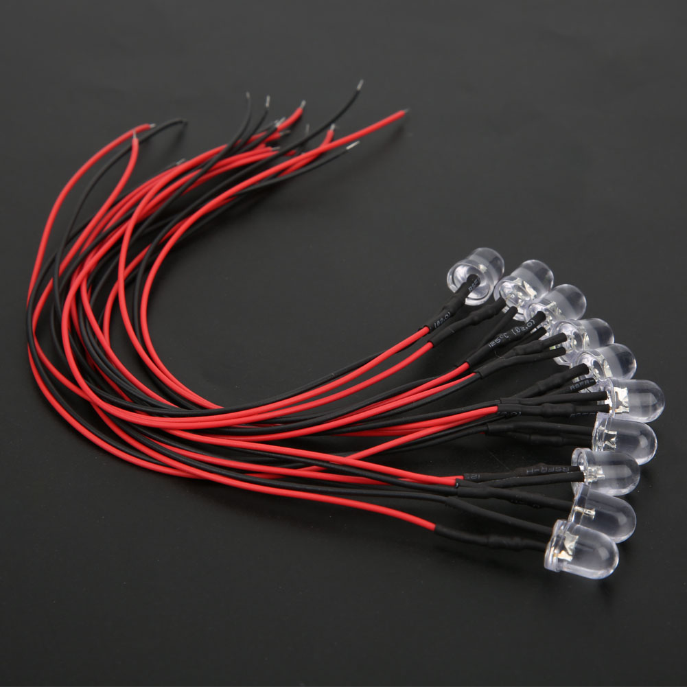 50 Stück 12v 8mm Chromatische Led-lampenperlen Mit 20cm 26awg Zuleitung Für Industrieanwendungen (weiß & Lila)