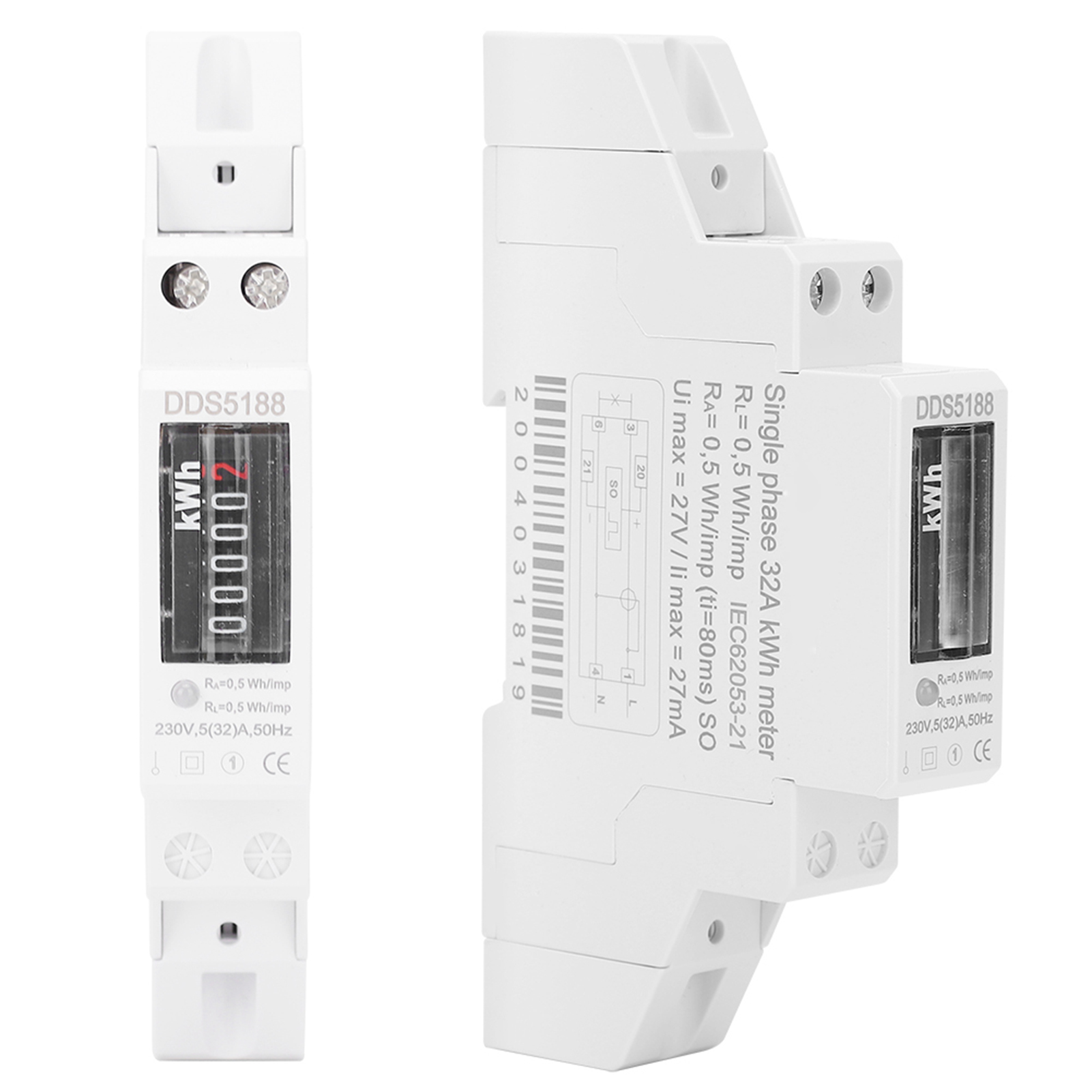 Dds5188 Einphasen-energiezähler, Intelligenter Wattstundenzähler, Hohe Genauigkeit, 230 V, 5 (32) A, 50 Hz