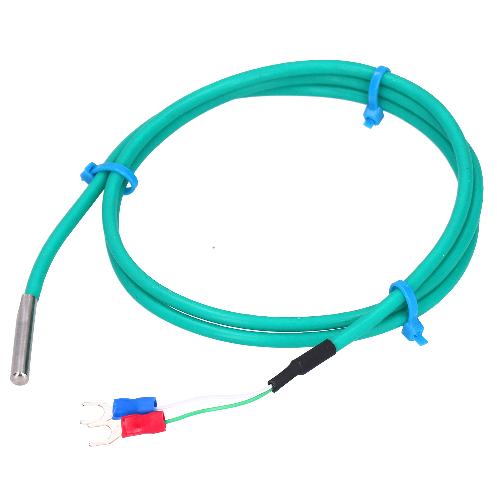 Thermoelement Typ K, Wasserdichter Silikon-temperatursensor Mit Weichem Kabel, Grün, 5 X 30 Mm Sonde, 0–200 °c, 3 M / 9,8 Fuß