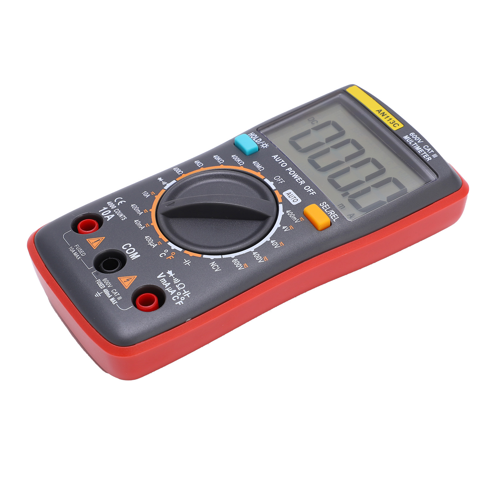 An113c Digitalmultimeter Abs, Hohe Genauigkeit, Verstellbarer Ständer, Hintergrundbeleuchtung, Industrielles Handvoltmeter, Rot