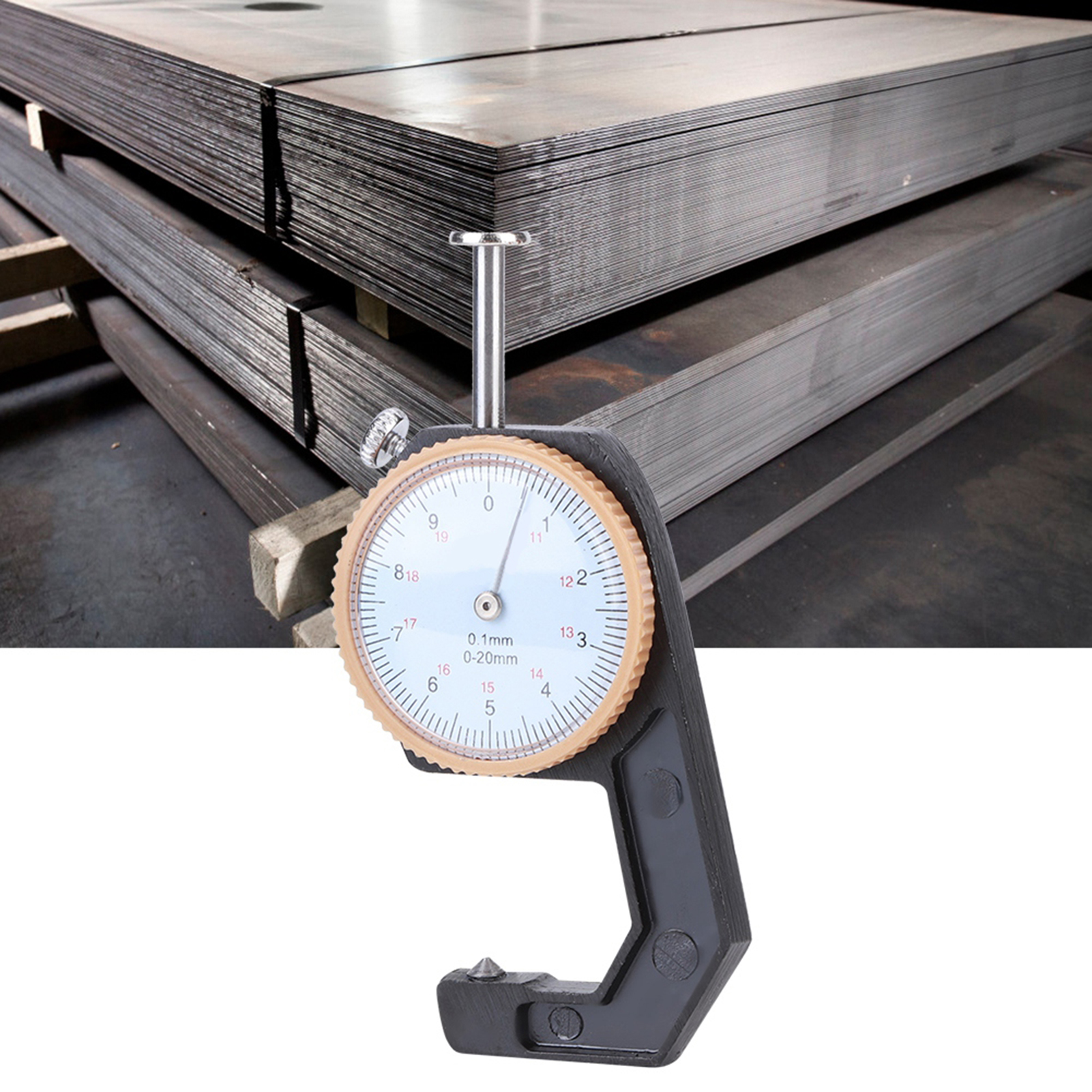 Dickenmessgerät Mit Runder Skala, Genauigkeitsmesswerkzeug, Flacher, Spitzer Kopf, Messbereich 0–20 Mm